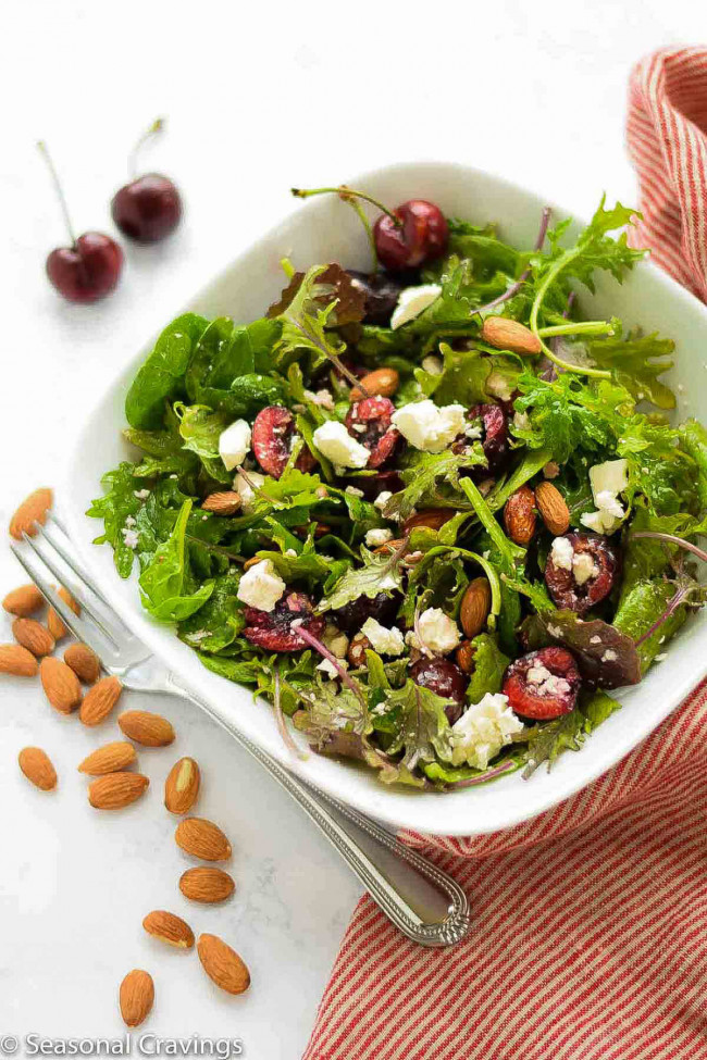 Supergreens Salad With Cherries And Feta
