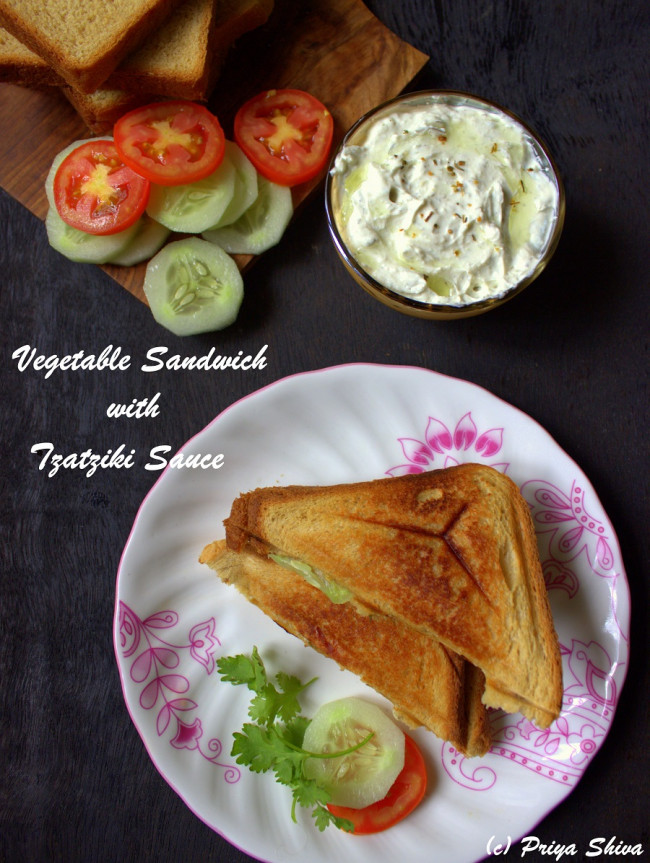 Vegetable Sandwich With Tzatziki Sauce