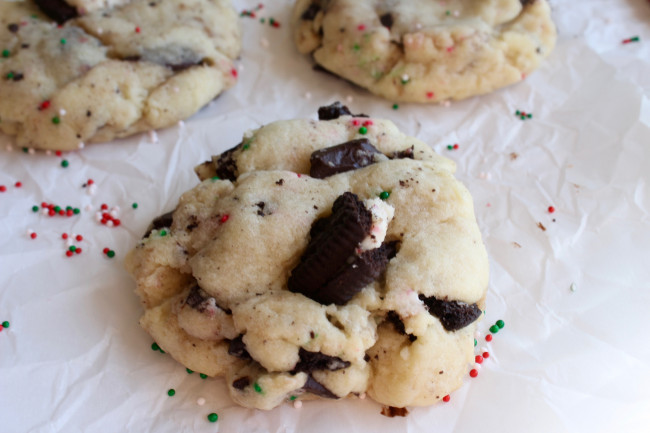 Trashed Up Peppermint Chocolate Chunk Cookies