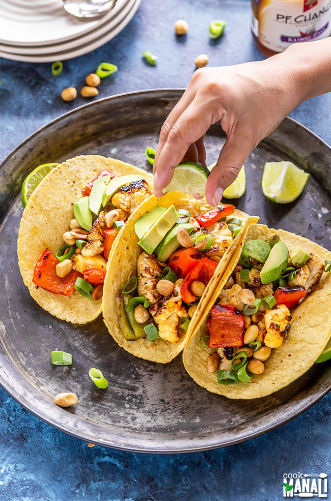 Kung Pao Grilled Cauliflower Tacos