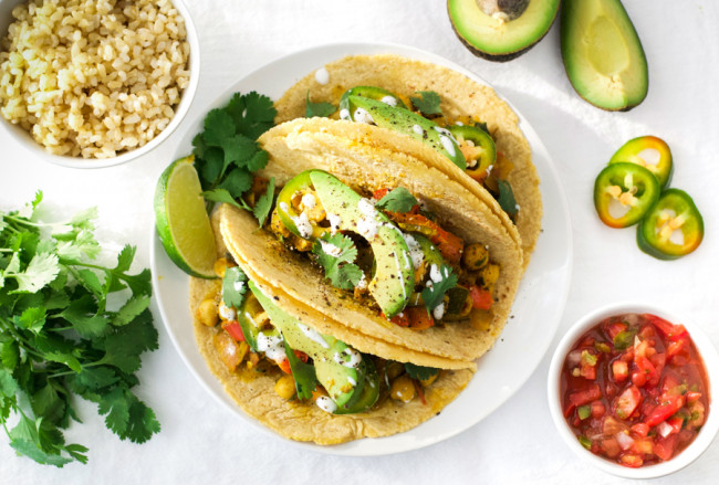 Roasted Zucchini and Chickpea Tacos - Vegan