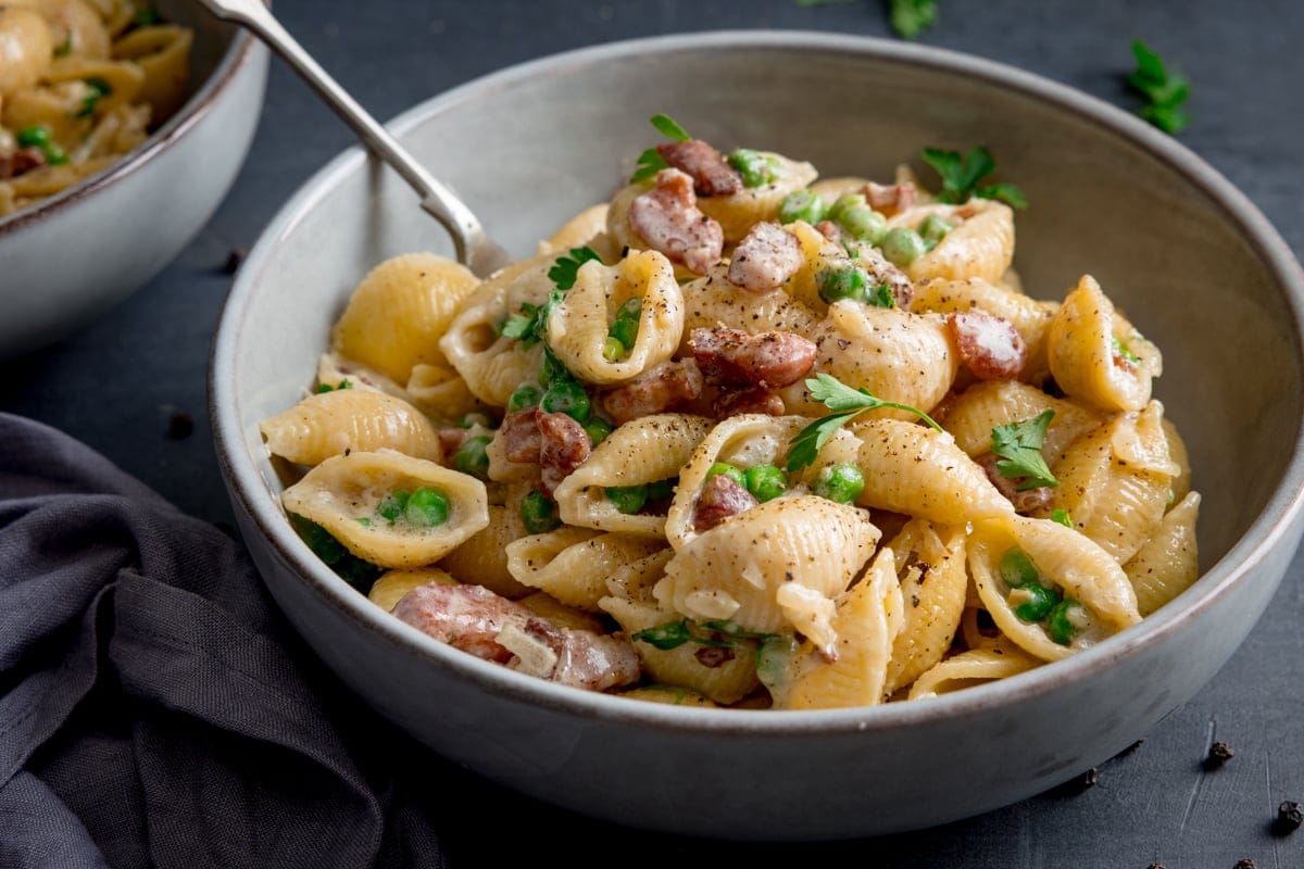 Creamy Bacon and Pea Pasta