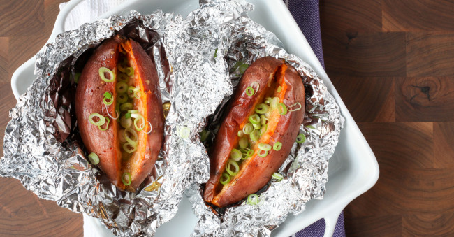 Baked Sweet Potatoes With Miso Butter and Scallions
