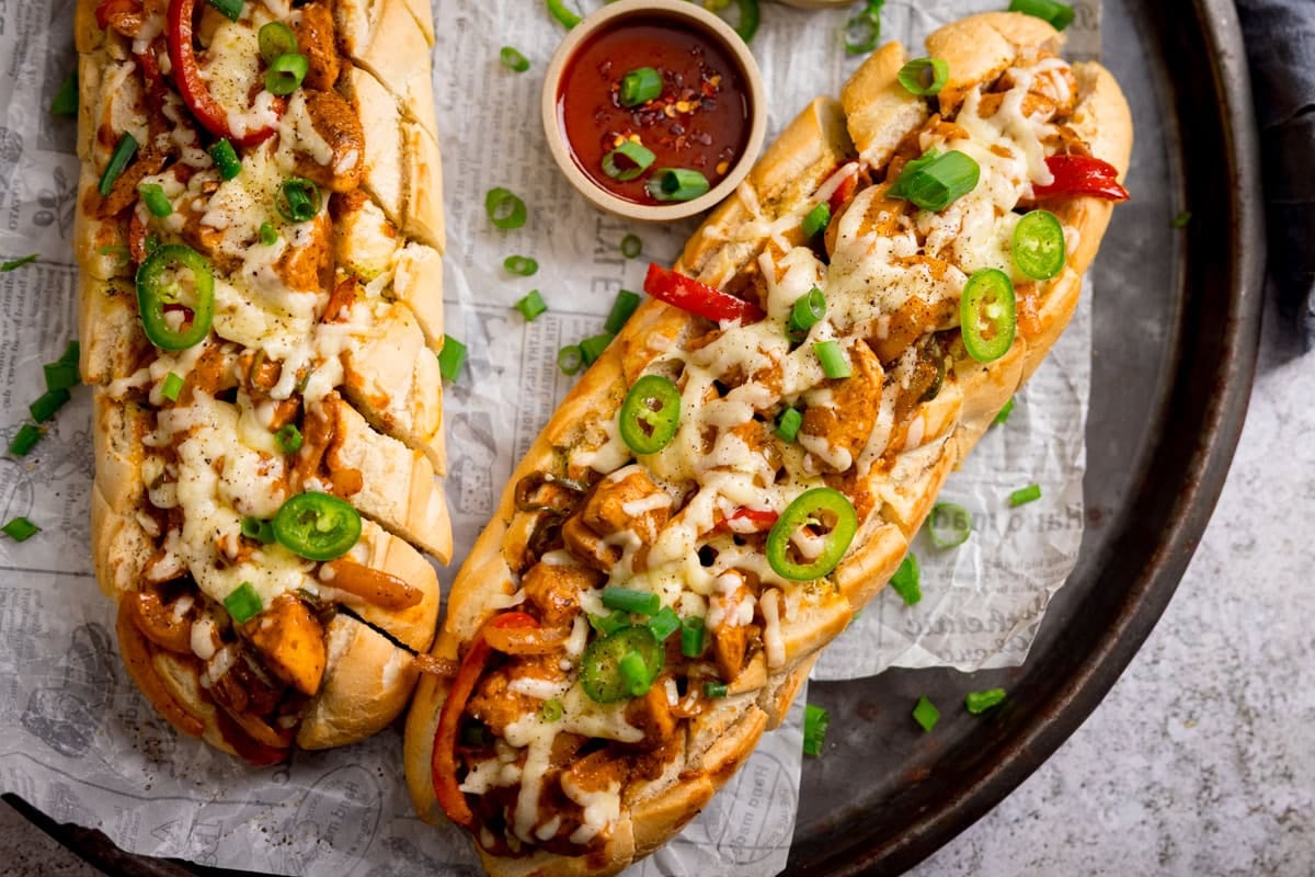 Buffalo Chicken Stuffed Garlic Bread