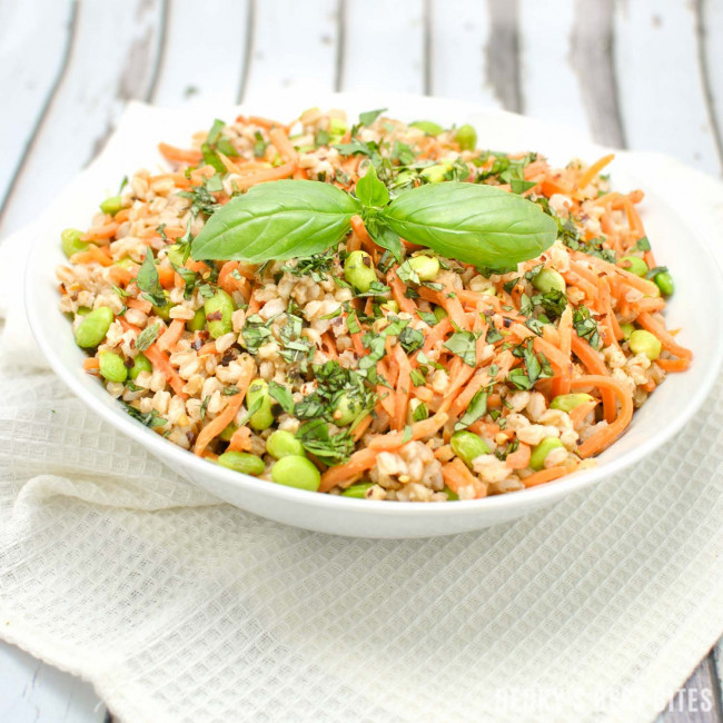 Spicy Farro Salad with Edamame and Carrots | Becky's Best Bites
