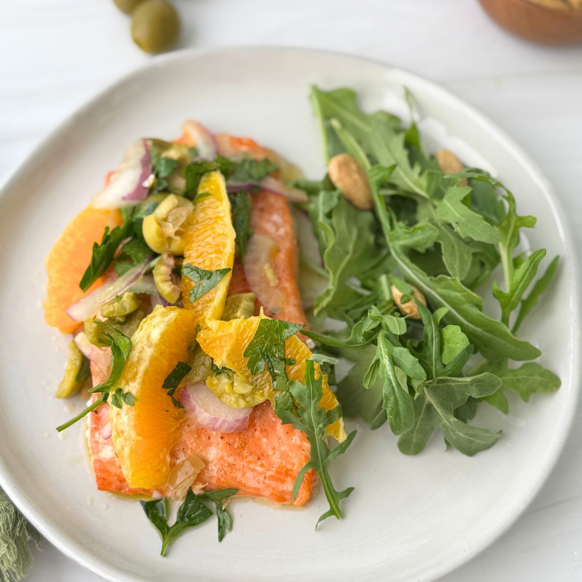 Roasted Salmon With A Citrus And Olive Relish
