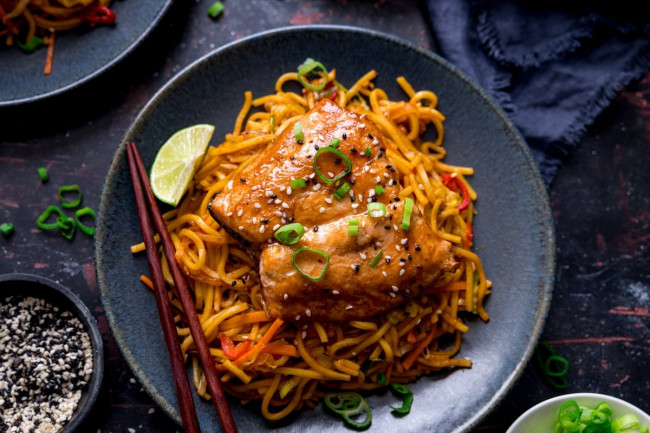 Asian Salmon And Noodles