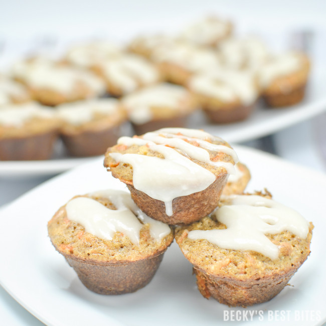 Mini Carrot Cake Muffins with Cream Cheese Drizzle