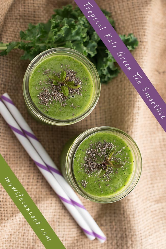 Tropical Kale Green Tea Smoothies - That your kids will drink!