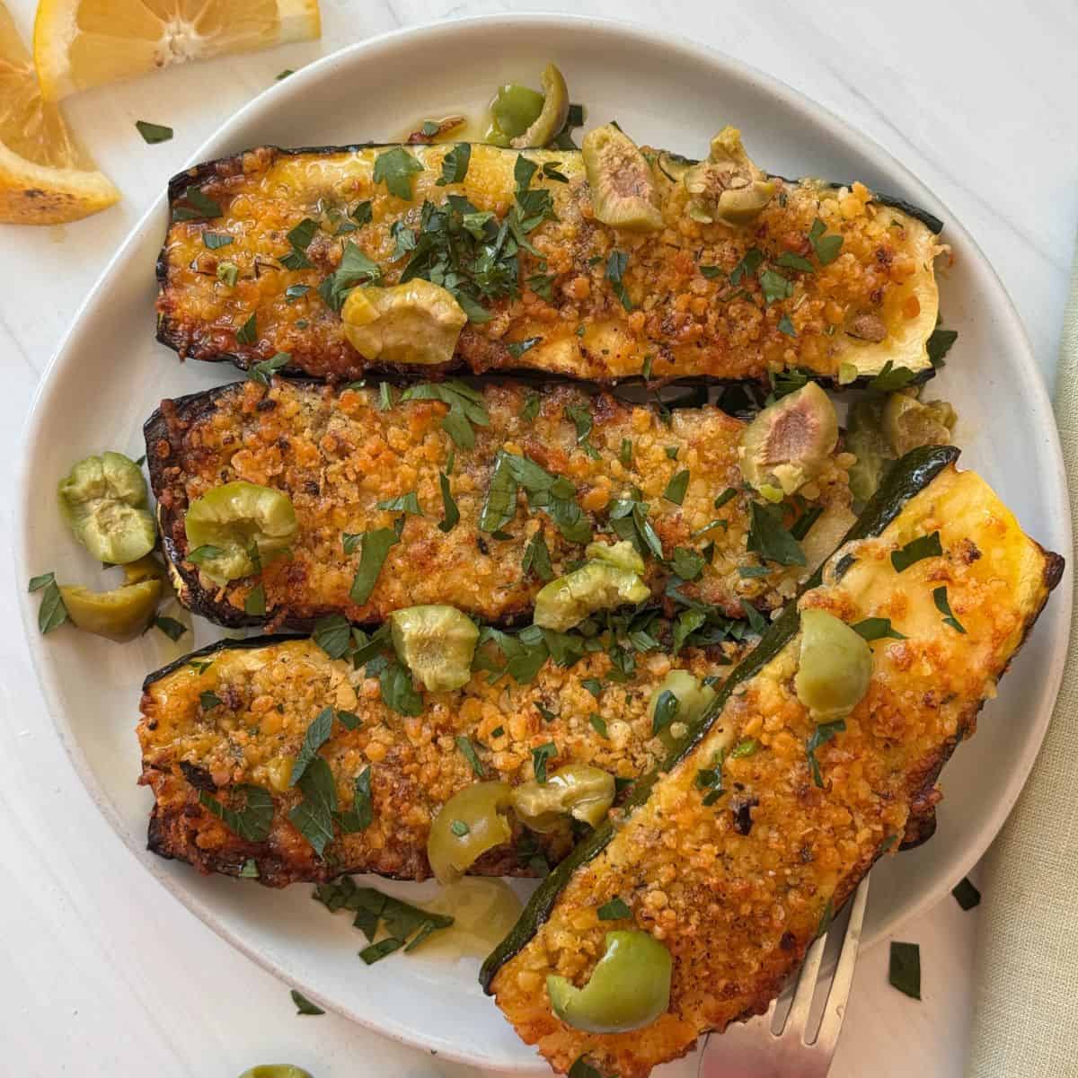 Zucchini Broiled With Garlic And Cheese