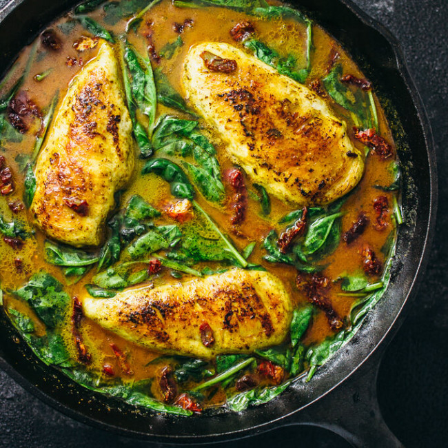 Chicken skillet with coconut milk curry