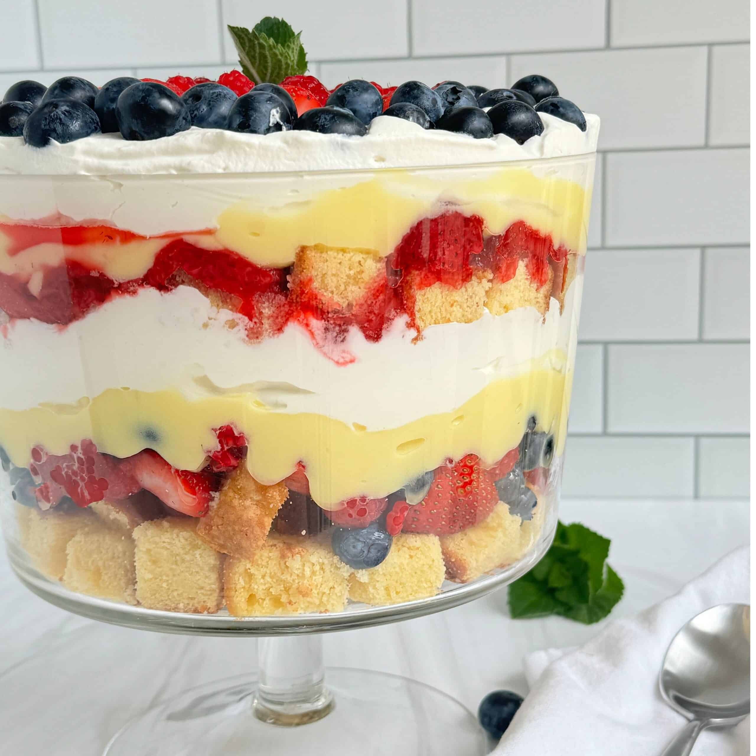 Easy Triple Berry Patriotic Trifle Recipe (GF)
