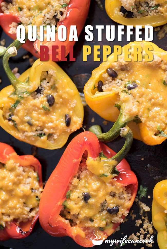 quinoa stuffed bell peppers with black beans and cheese