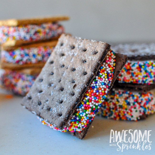 Easy Freezy Frozen Frosting Sandwich Cookies - Awesome With Sprinkles