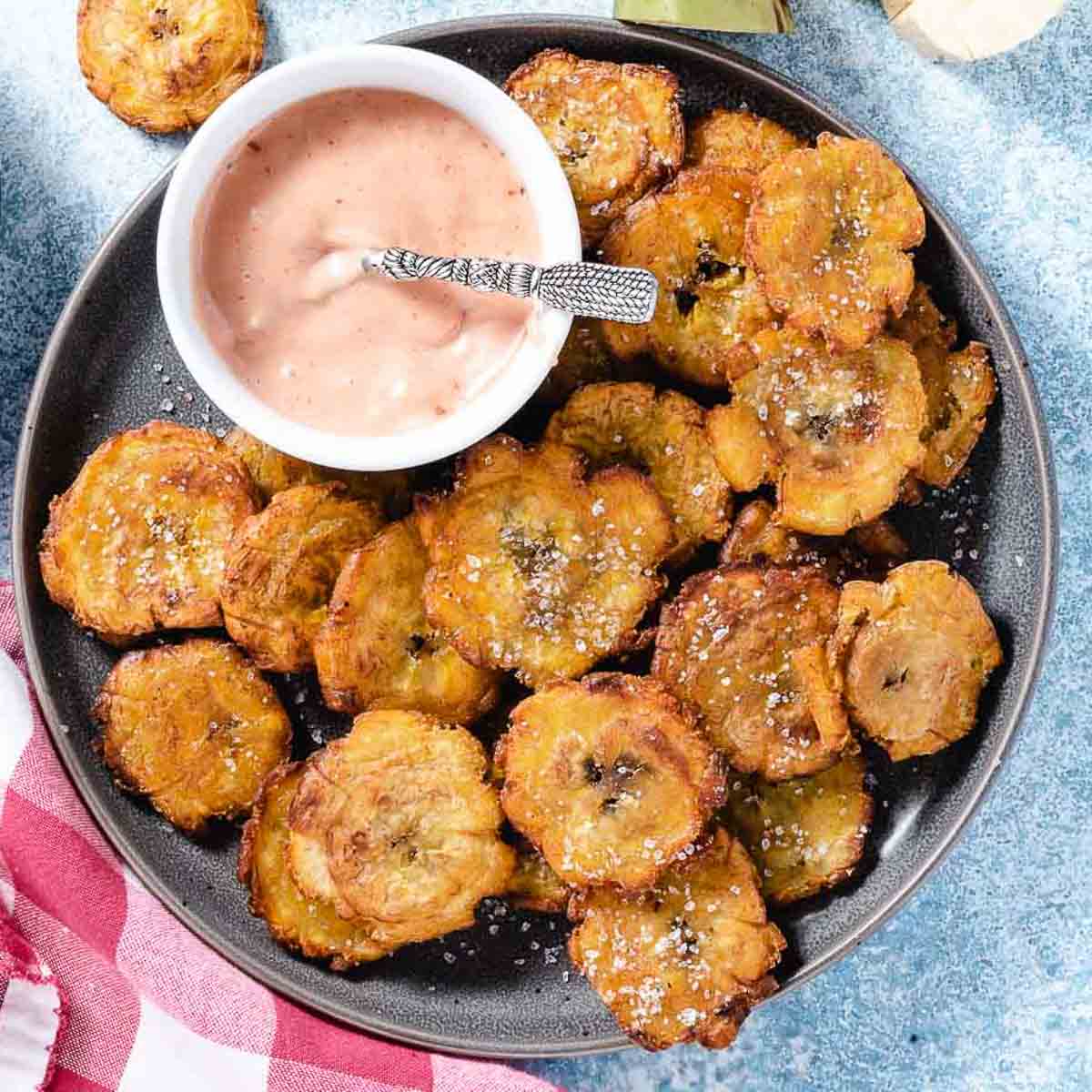 Twice Fried Plantains with Mayo Ketchup
