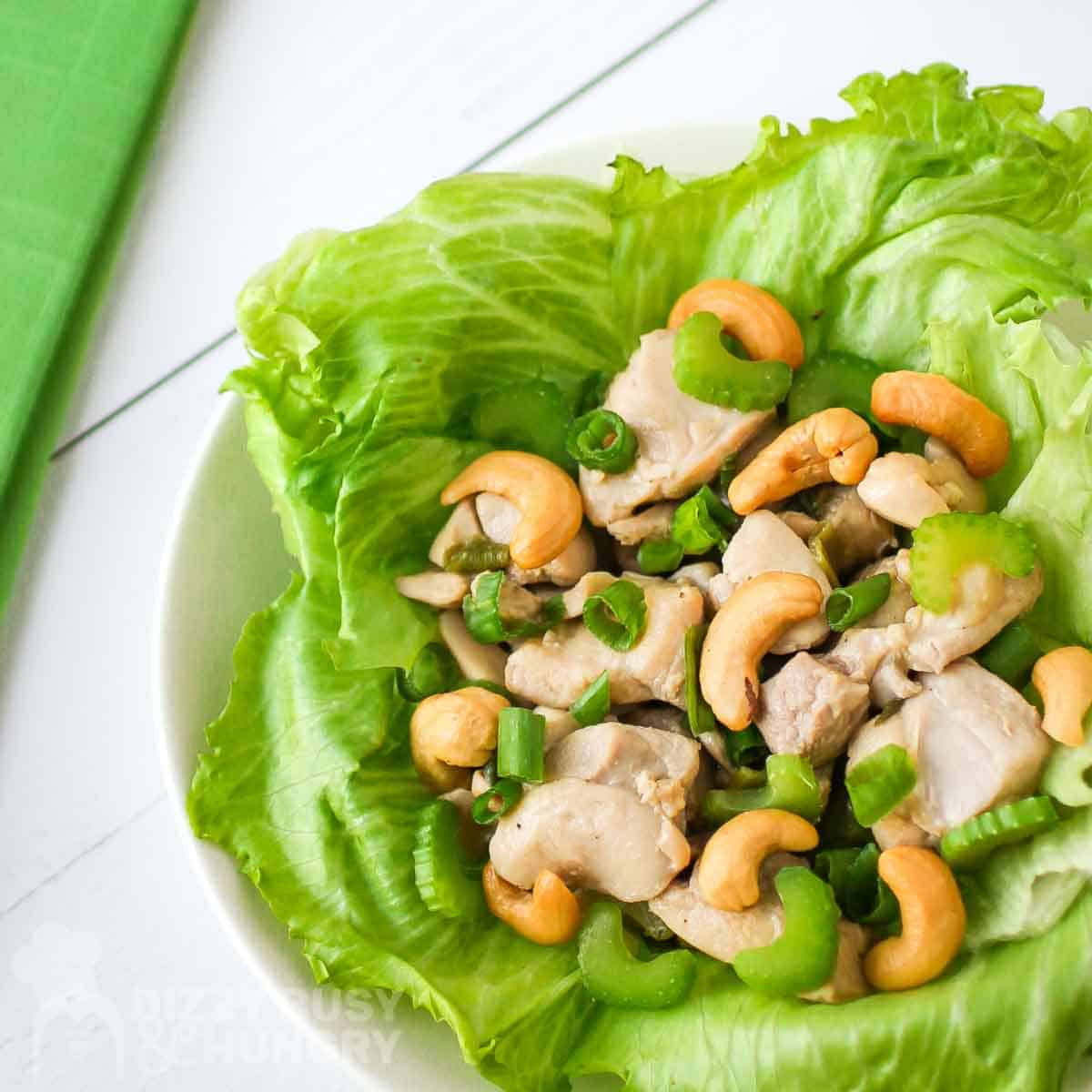 Healthy Chicken Lettuce Wraps with Cashews