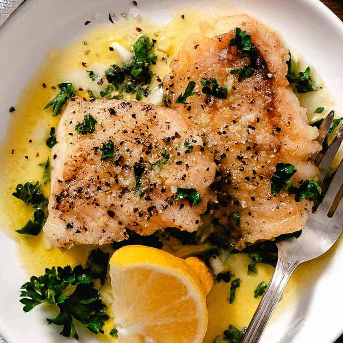 Seared Tripletail with Lemon Butter Sauce