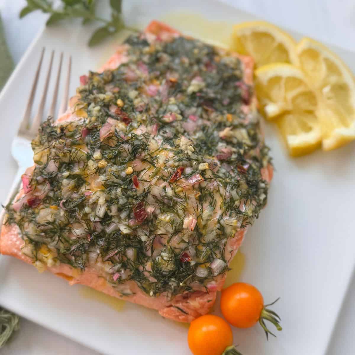 Mediterranean Salmon (Baked, Lemon Oregano)