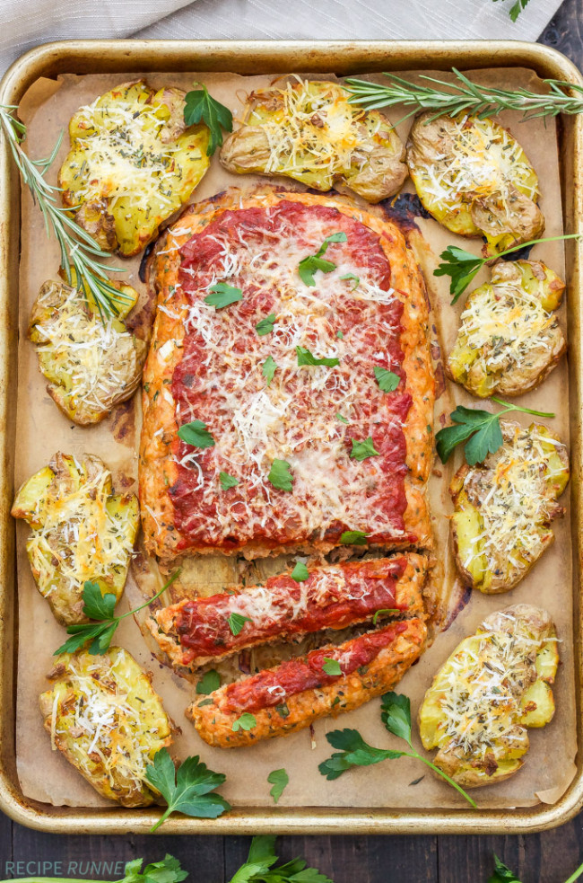 Italian Turkey Meatloaf with Parmesan Rosemary Smashed Potatoes - Recipe Runner