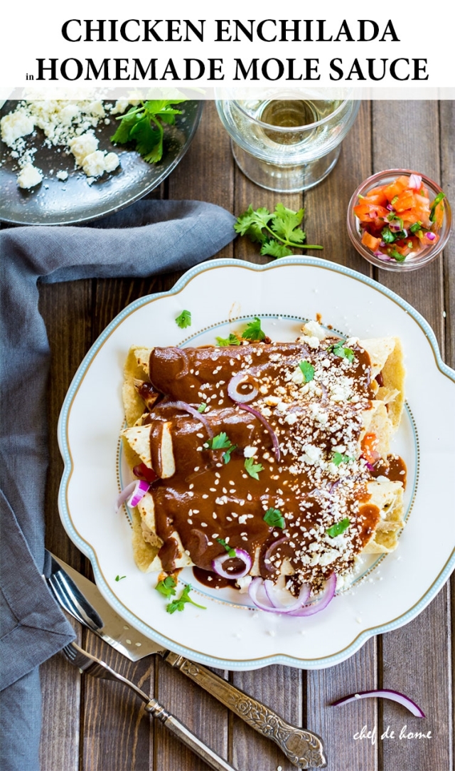 Mole Chicken Enchilada with Homemade Mole Sauce Recipe