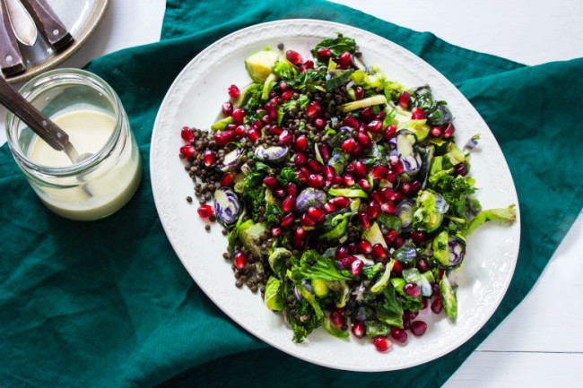 Beluga Lentil Salad With Kale And Pomegranate