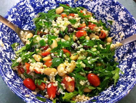 Spring smiles, or, tomato, butter bean, and brown rice salad