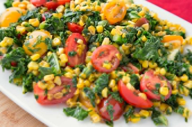 kale and corn succotash recipe with barber foods stuffed chicken