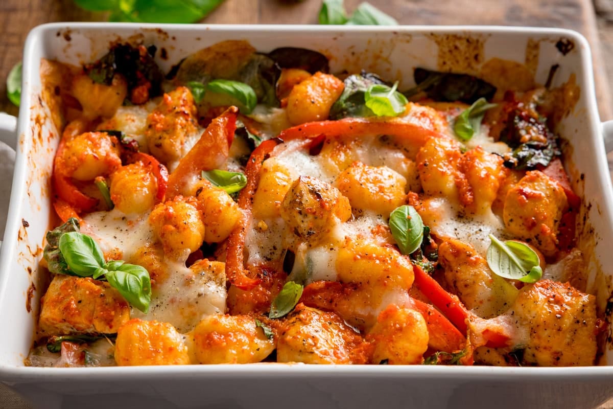 Baked gnocchi with chicken