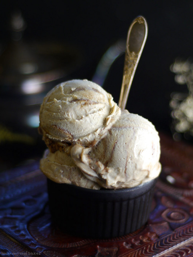 Vanilla & Salted Caramel Swirl Ice Cream  - No Churn, Dairy-free, Refined Sugar-free, Raw