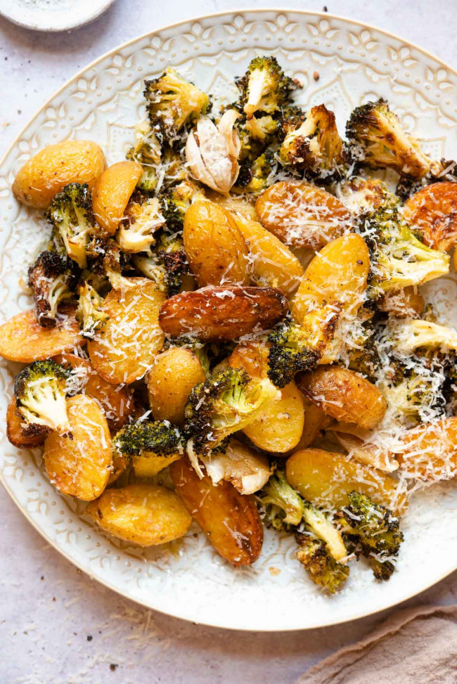 Parmesan Roasted Potatoes And Broccoli