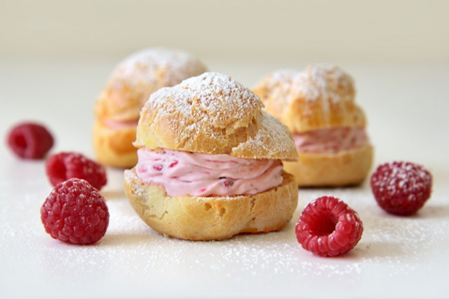 Raspberry Cream Puffs - Little Swiss Baker