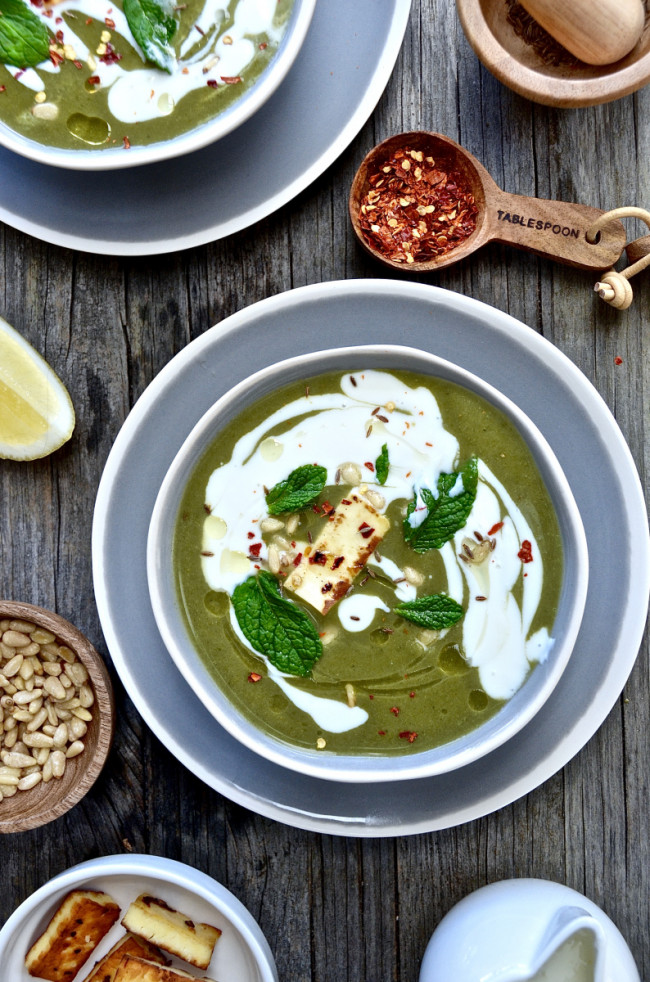 Spiced Broccoli And Silverbeet Soup With Fried Paneer