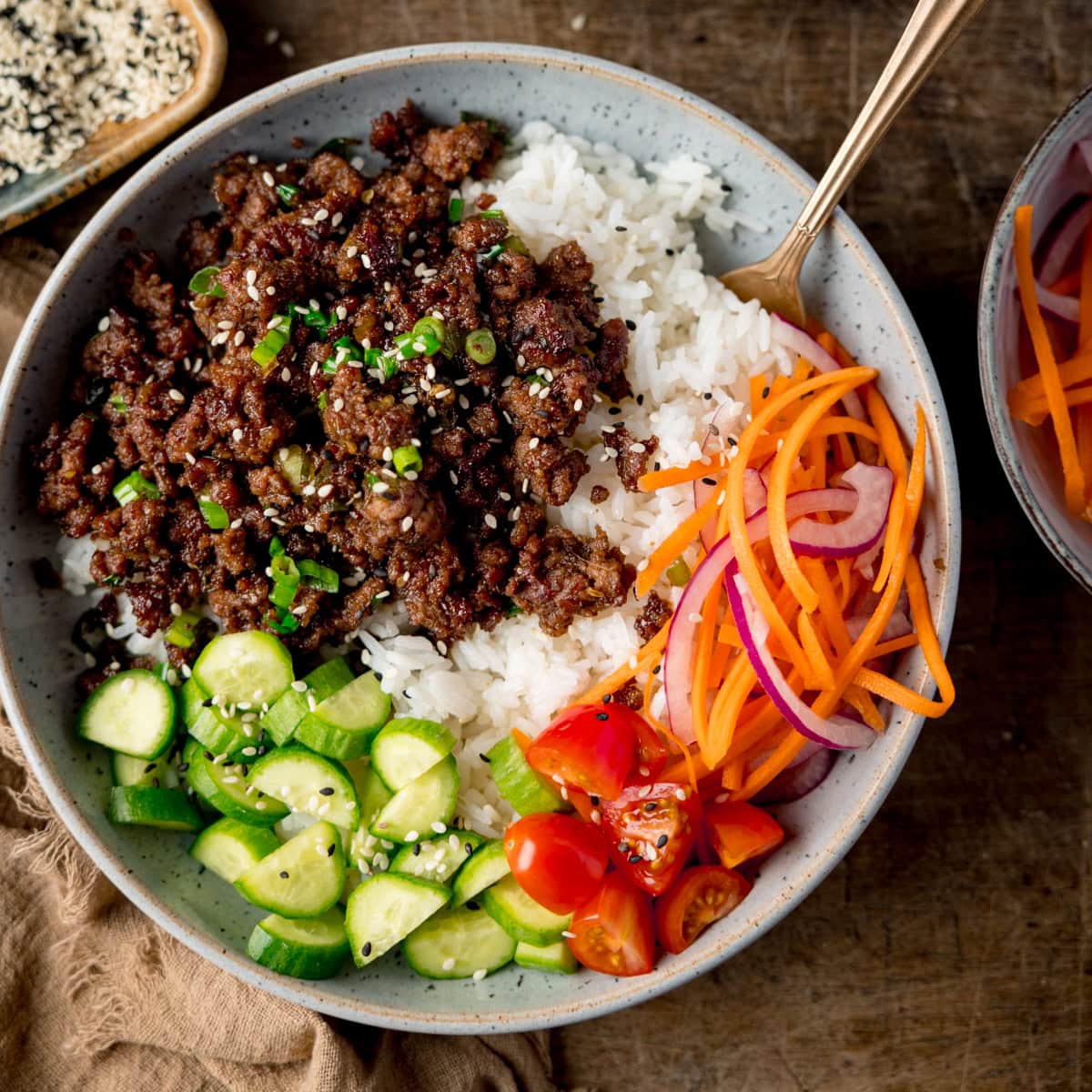 Vietnamese-style Caramelized Minced Beef Rice Bowls