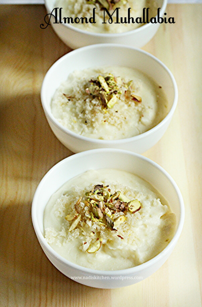 Almond Muhallabia - Middle Eastern Ground Rice & Almond Pudding