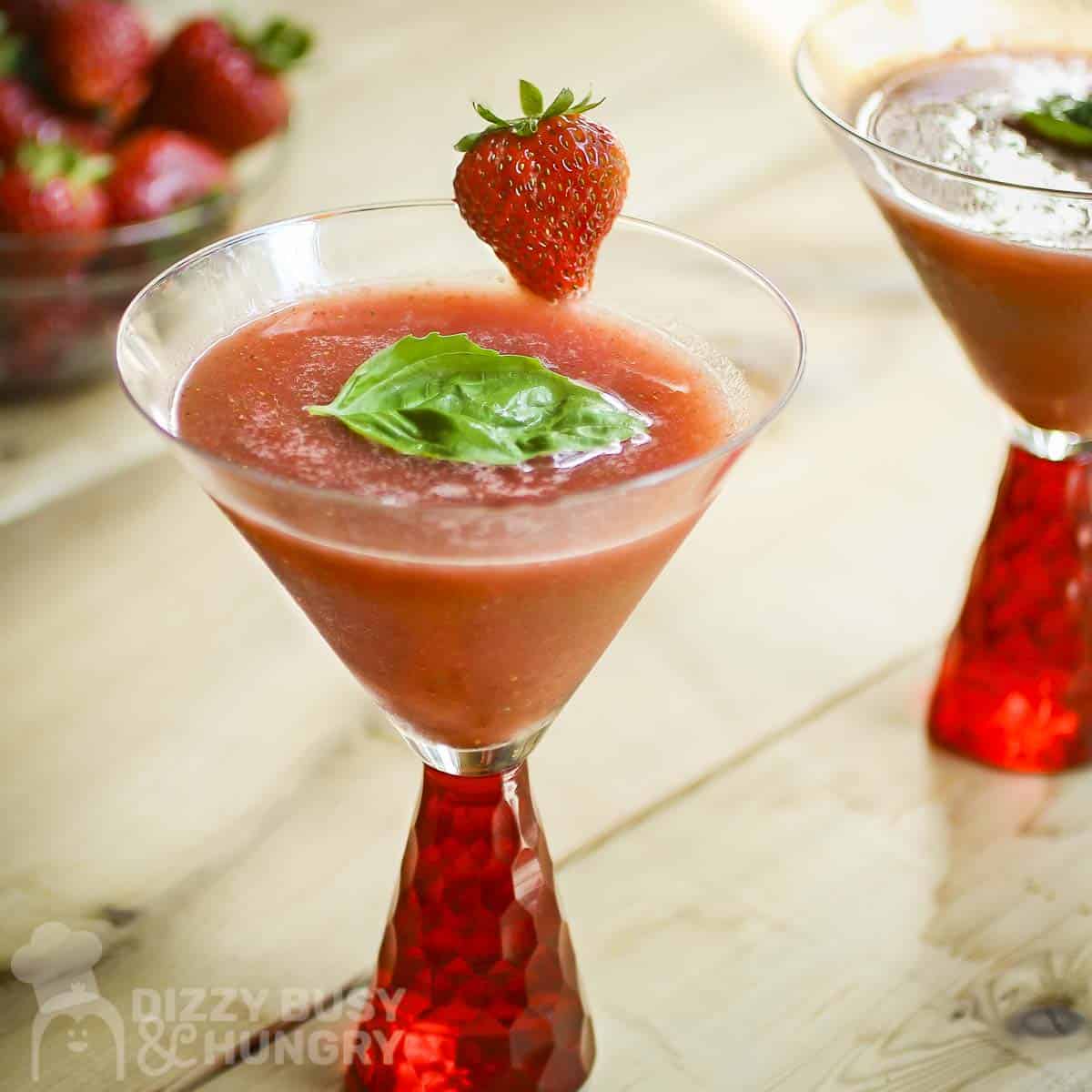 Frozen Strawberry Basil Margaritas