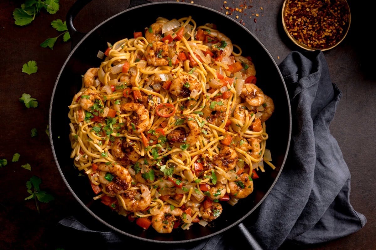 Cajun Prawns with Noodles