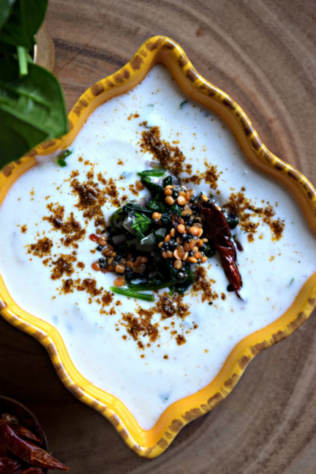 spinach raita - indian yogurt dip