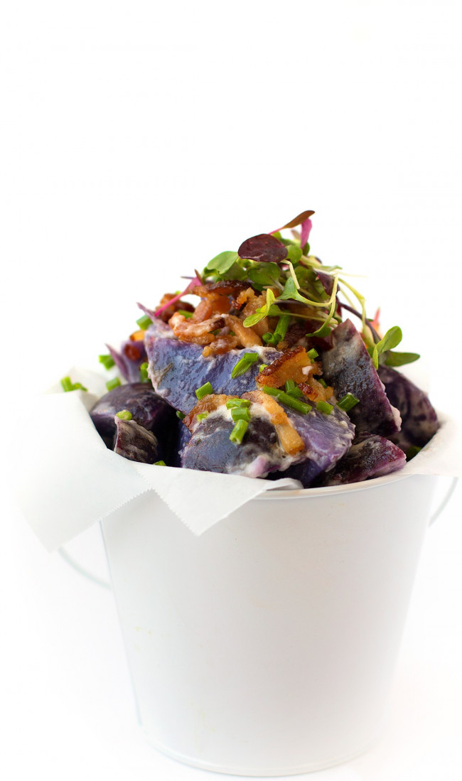 Purple Potato Salad with Bacon and Chive