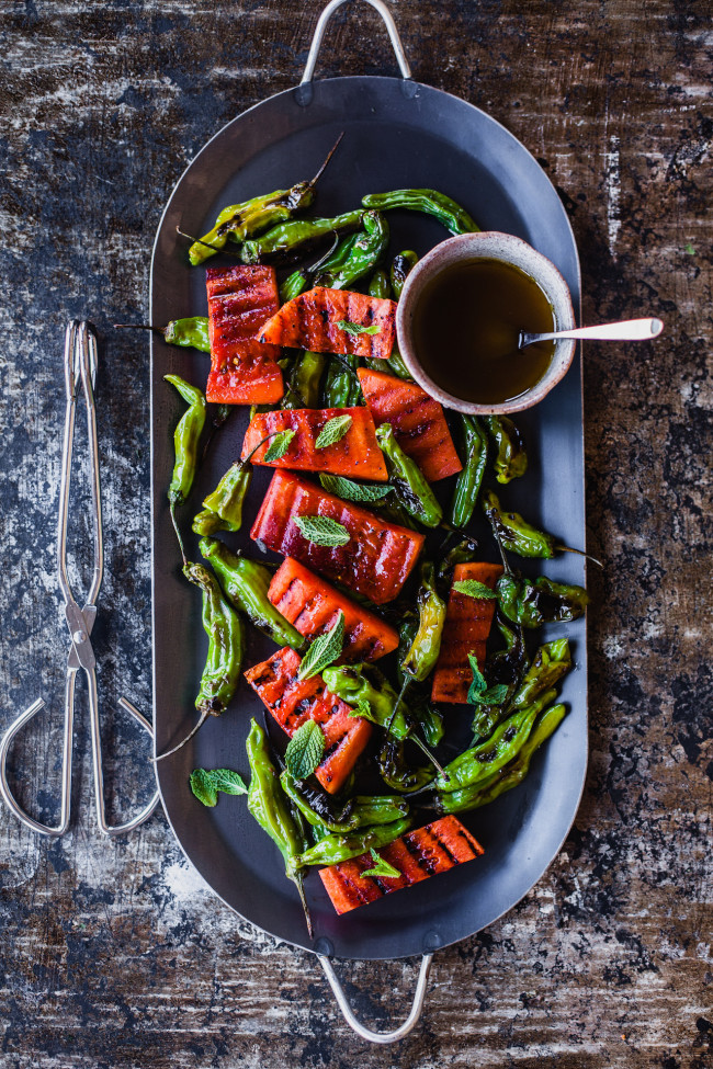 Grilled Watermelon Shishito Peppers Salad