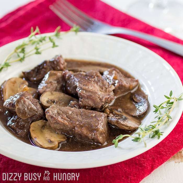 Crock Pot Beef and Mushrooms with Red Wine Sauce