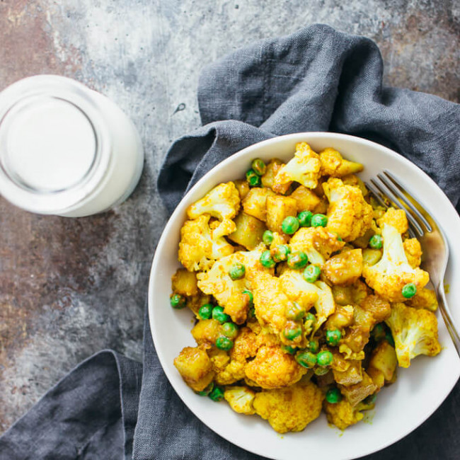 Golden cauliflower curry with potatoes