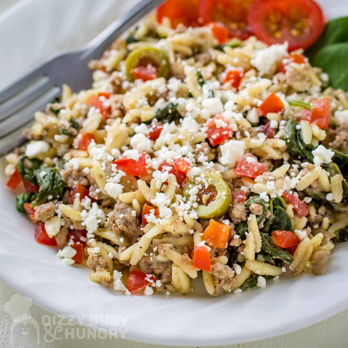 One Skillet Ground Beef Recipe with Orzo
