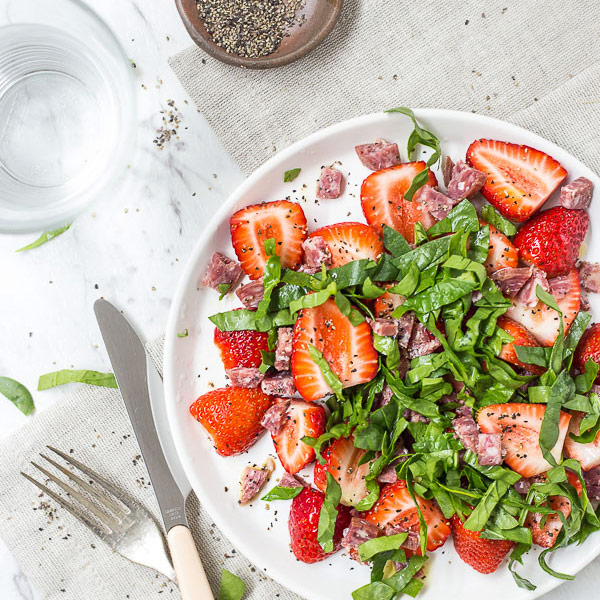 simple japanese strawberry & salami salad