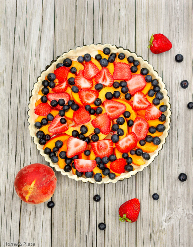 classic peach tart with summer berries