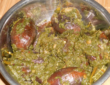 Brinjal coriander curry.