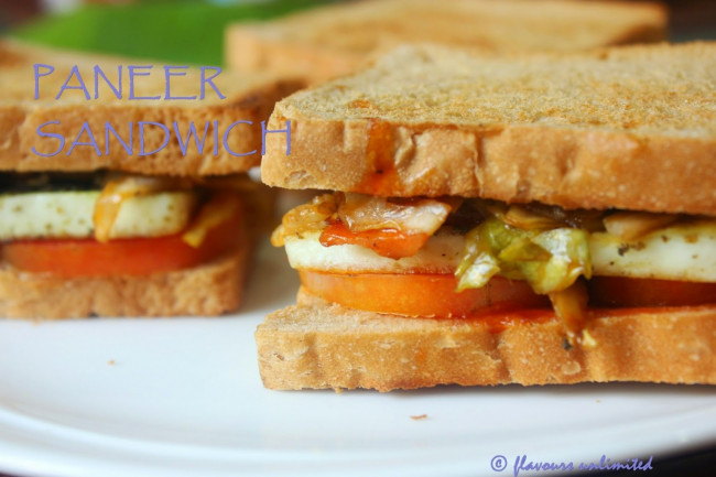 Simple And Quick Healthy Yummy Paneer Sandwiches
