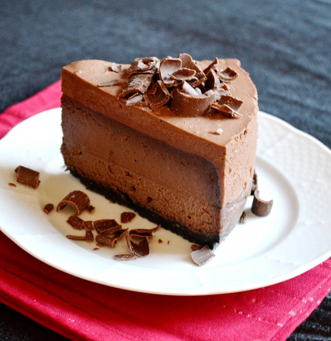 Chocolate Cheesecake with Chocolate Mousse Topping