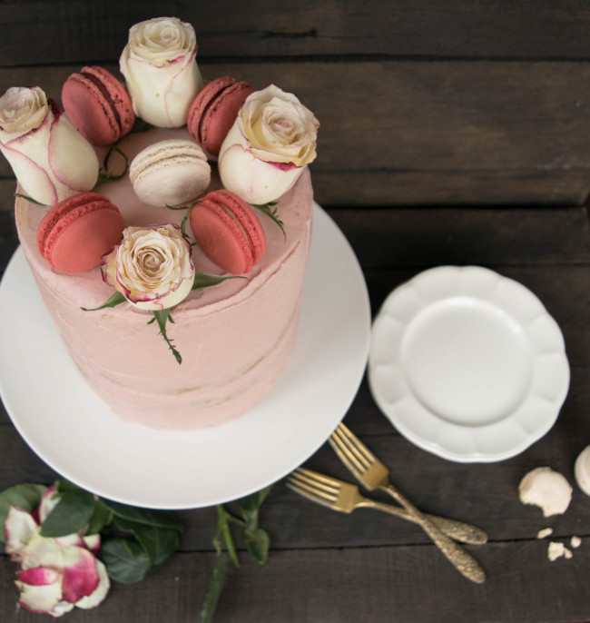 Vanilla Raspberry Rose Cake