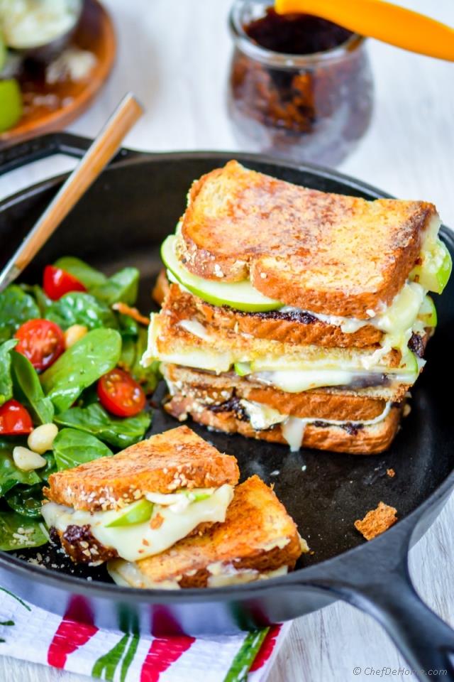 Apples and Brie Grilled Cheese Sandwich with Fig Spread Recipe
