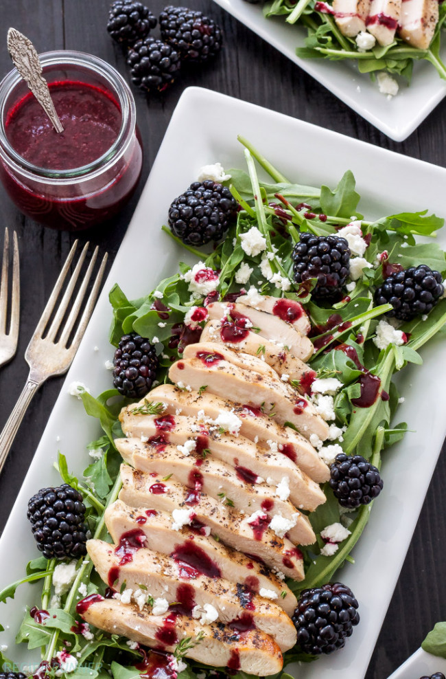 GRILLED CHICKEN AND GOAT CHEESE SALAD WITH BLACKBERRY VINAIGRETTE